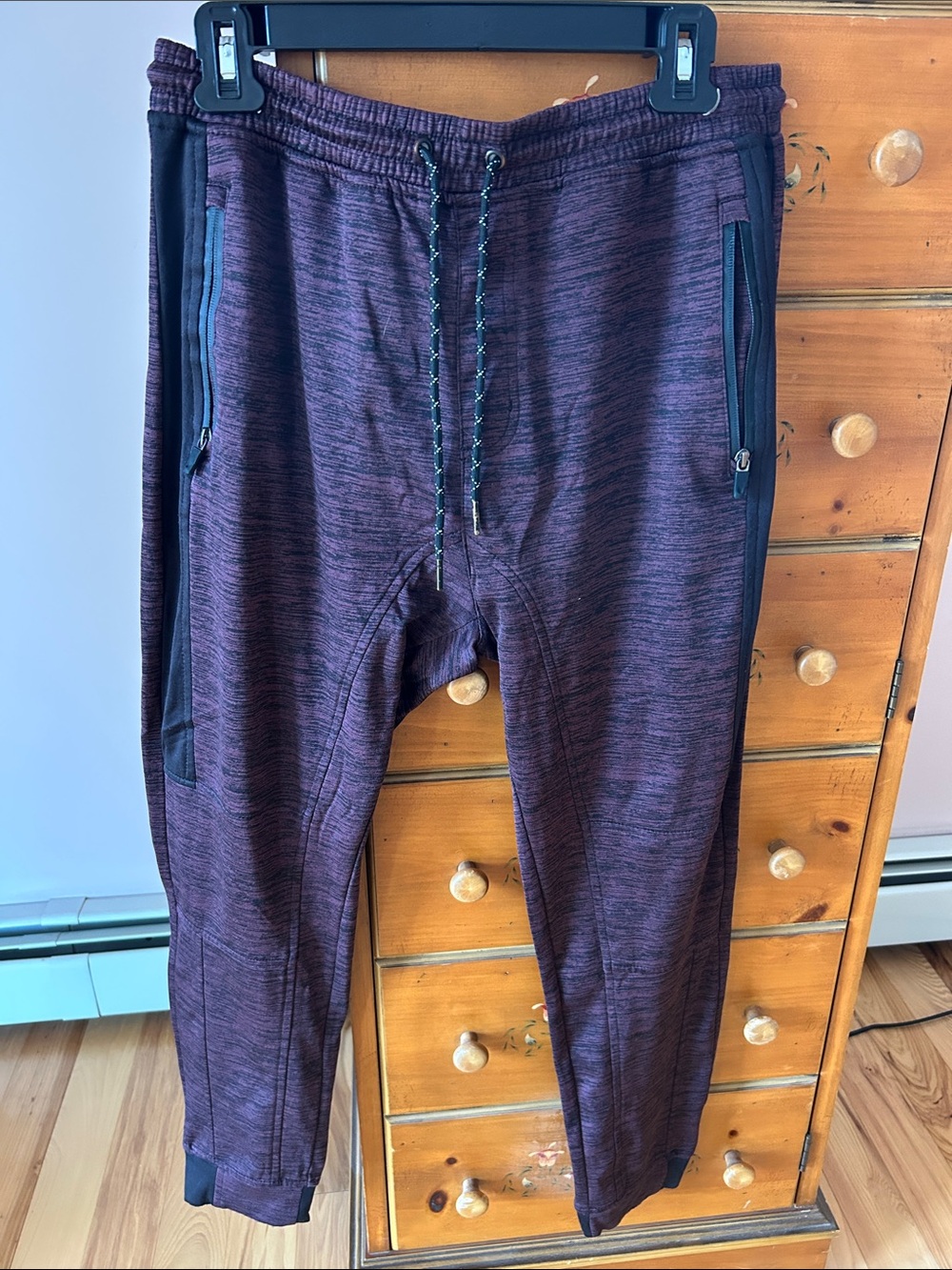burnside Maroon Heather Jogger Pants with Black Trim